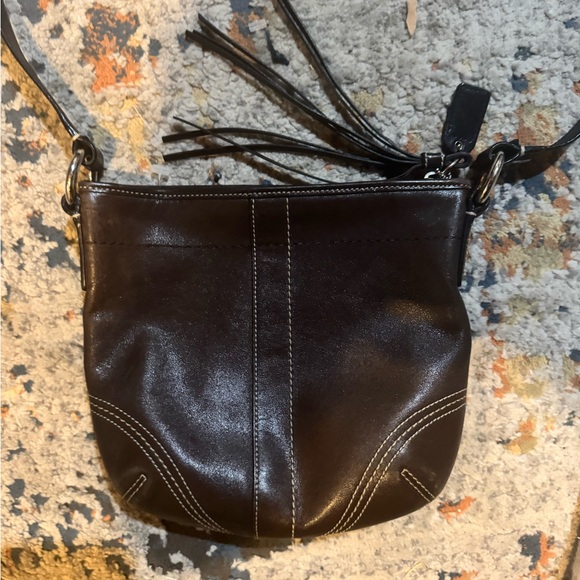 Vintage Coach Brown Leather Hobo Style Crossbody Bag - Picture 2 of 7